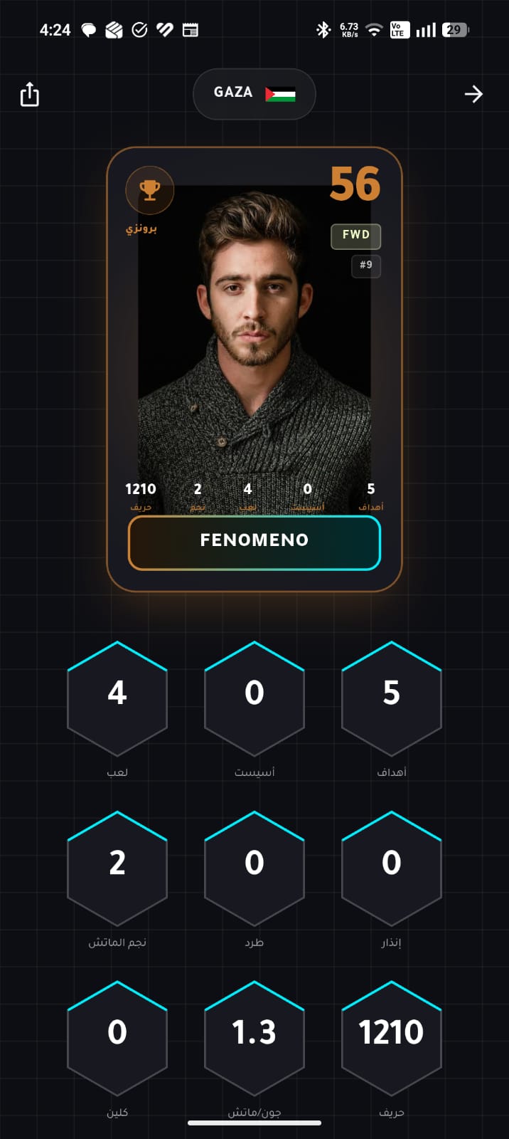 ELHARIFA player card — rating, position and a full stat breakdown